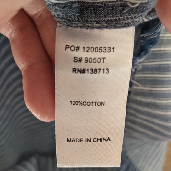 Doe & Rae Striped Blue/White Top Raw Hem Flutter Sleeves New Size Medium - Picture 10 of 10